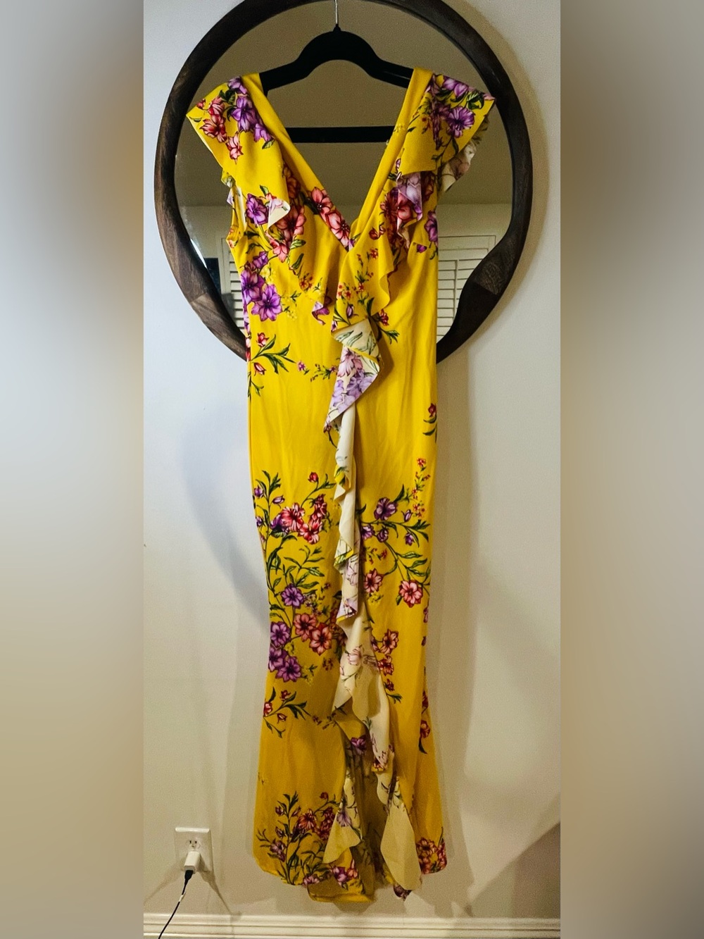Yellow Floral Ruffle Maxi Dress